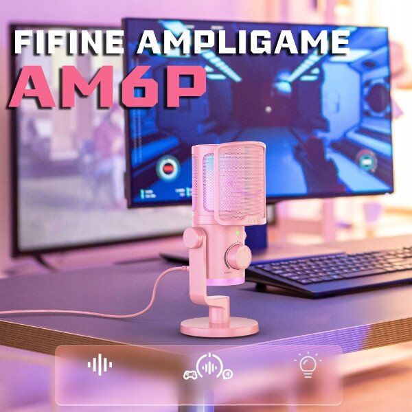 Μικρόφωνο πυκνωτικό στούντιο Fifine AM6P με RGB ΑΠΟΣΒΕΣΗ ΘΟΡΥΒΟΥ
