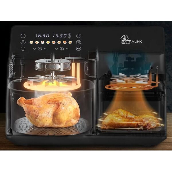 Extralink Home Air Fryer SJ-1000 10L EU | Frytkownica | (6L+4L)  2500W