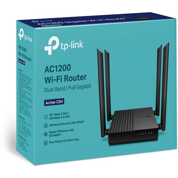 TP-Link Archer C64 AC1200 Ασύρματος Δρομολογητής MU-MIMO WiFi