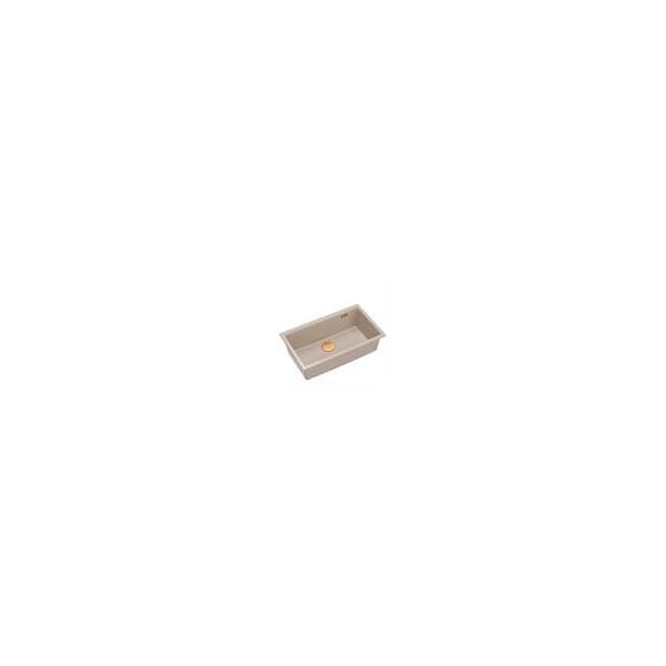 LOGAN 110 GraniteQ νεροχύτης pearl beige 76x45x23,5 cm 1-θέσης εντοιχισμένος με χειροκίνητο σιφόνι χάλκινος