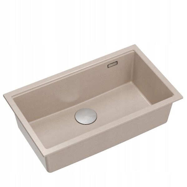 Νεροχύτης LOGAN 110 GraniteQ pearl beige 76x45x23,5 cm 1-θέσης εντοιχισμένος με χειροκίνητο σιφόνι από ανοξείδωτο ατσάλι