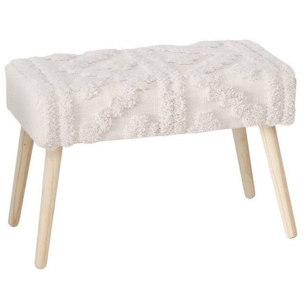 Παγκάκι με ταπετσαρία boho KADI με ξύλινα πόδια, 60 x 32 x 41 cm