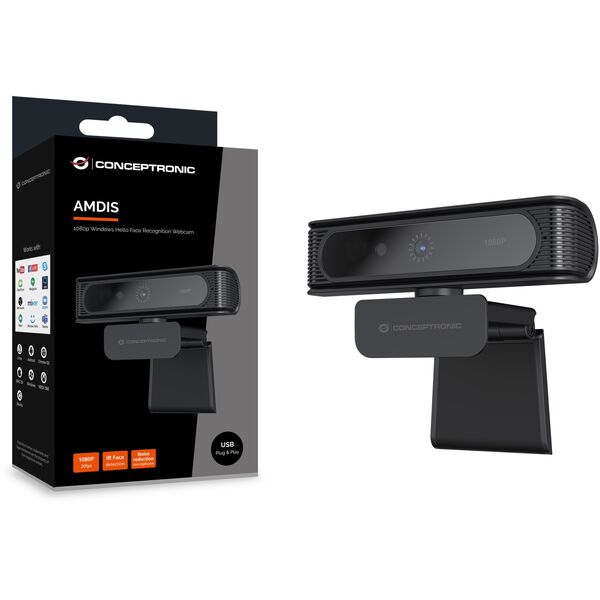 Webcam CONCEPTRONIC AMDIS 1080P Full Win11/10 Webcam+Micr.