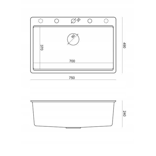 MARC 110 WORKSTATION GraniteQ νεροχύτης 1-θάλαμος 760*500*235 mm pearl beige + σιφόνι push to open + διανομέας ανοξείδωτο ατσάλι + ένθετο αποστράγγισης + Qmata + σανίδα/ μεταλλικά στοιχεία