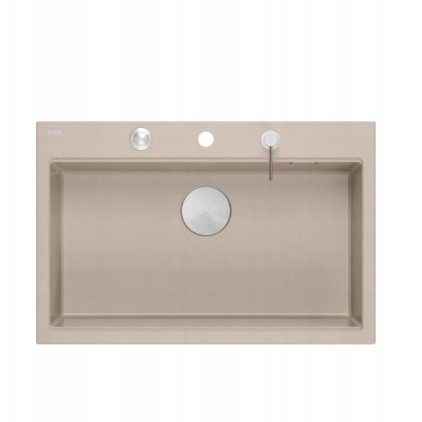 MARC 110 WORKSTATION GraniteQ νεροχύτης 1-θάλαμος 760*500*235 mm pearl beige + σιφόνι push to open + διανομέας ανοξείδωτο ατσάλι + ένθετο αποστράγγισης + Qmata + σανίδα/ μεταλλικά στοιχεία