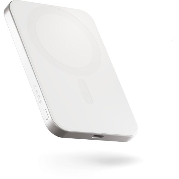 ZENS Pro 1 - Επαγωγική Power Bank - λεπτή - 5000 mAh - 15 Watt - σε καλώδιο: USB-C - λευκό
