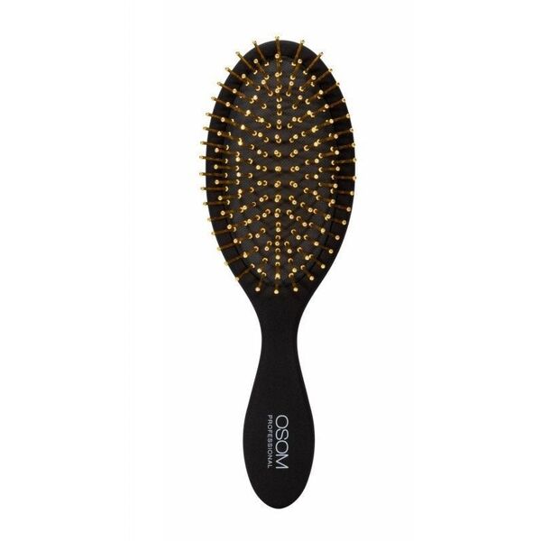 Πολυτελής βούρτσα μαλλιών OSOM Professional Hair Brush With Gold Plated Pins OSOMP2260, με επιχρυσωμένες ακίδες από ανοξείδωτο χάλυβα, μαύρου χρώματος