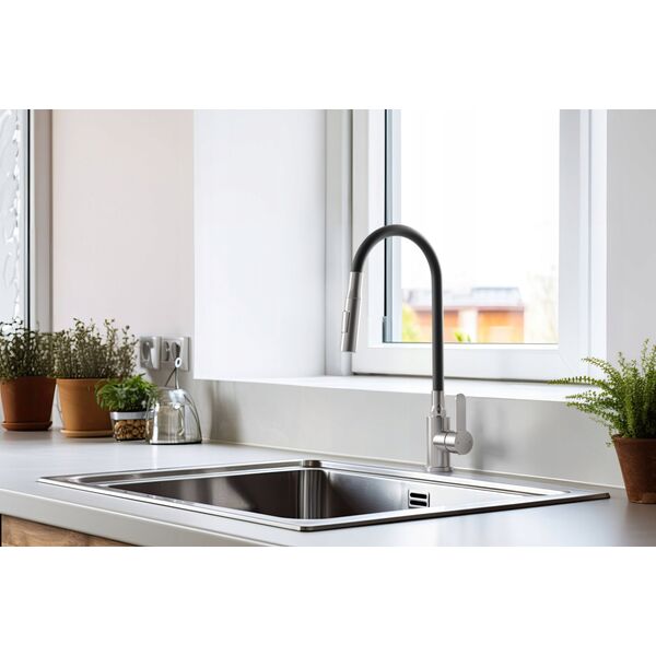 Μπαταρία κουζίνας Invena Dalis, inox/μαύρο BZ-64-043-L