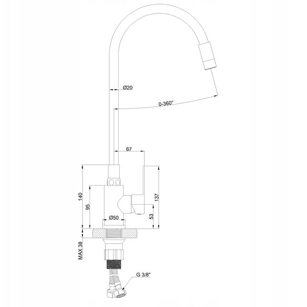 Μπαταρία κουζίνας Invena Ksanti Inox, inox/czarny BZ-37-I43-L