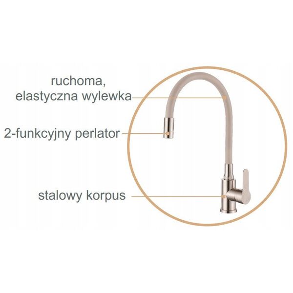 Μπαταρία κουζίνας Invena Ksanti Inox, inox/czarny BZ-37-I43-L