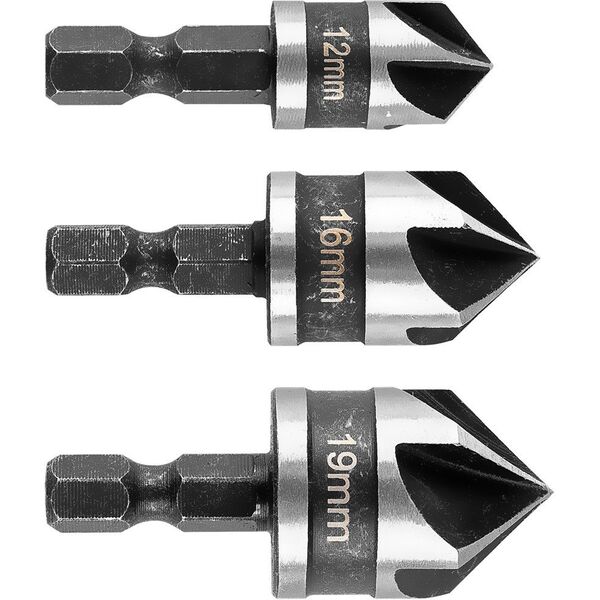 Zestaw fazowników Hex, 12, 16, 19 mm, zestaw 3 szt.