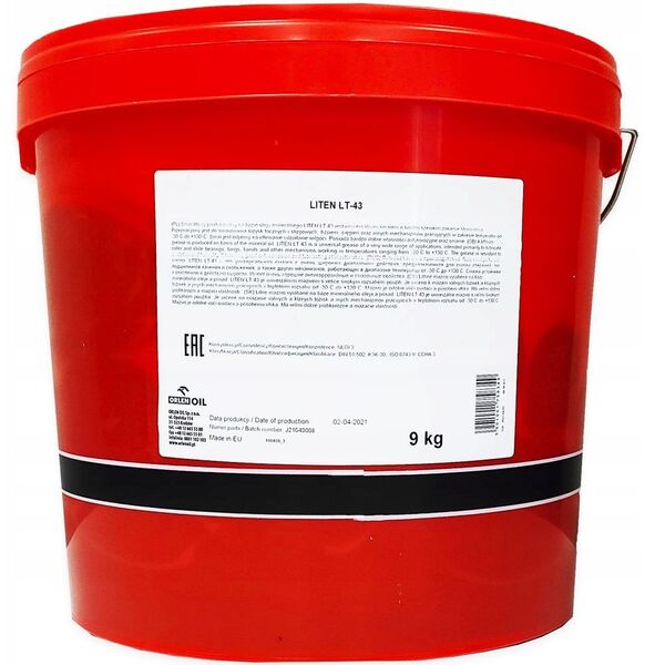 Γράσο για ρουλεμάν λιθίου LITEN LT (9KG), -30/+130°C, DIN 51 502: K3K-30, ISO 6743-9: CCHA-3, NLGI 3