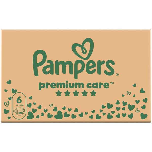 Πάνες μιας χρήσης Pampers Premium Care Tape 6 (13-18 kg), 128 τεμ.