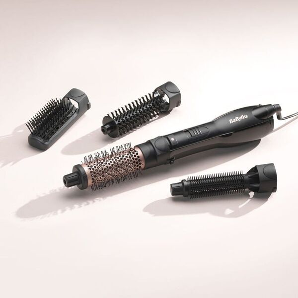 BaByliss AS122E, Hot air brush, Warm, Buttons, Black, Rose gold, Ceramic, 2.2 m