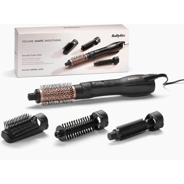 BaByliss AS122E, Hot air brush, Warm, Buttons, Black, Rose gold, Ceramic, 2.2 m