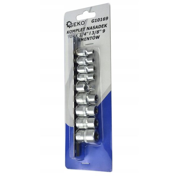 9τμχ. σετ καρυδάκια torx E5-16,1/4&3/8"GEKO (50)
