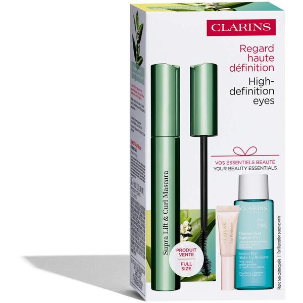 CLARINS ΣΕΤ (MASCARA SUPRALIFT& CURL 8ML + INSTANT EYE MAKEUP REMOVER 30ML NATURAL LIP PERFECTOR N. 20 5ML)