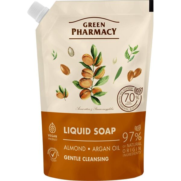 GREEN PHARMACY Υγρό σαπούνι Αμύγδαλα + Αργανέλαιο 460 ml - ανταλλακτικό