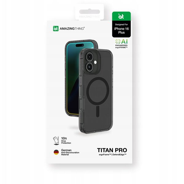 Θήκη σιλικόνης AMAZINGTHING Titan Pro Mag Case με μαγνητικό δακτύλιο για iPhone 16 Plus - μαύρο