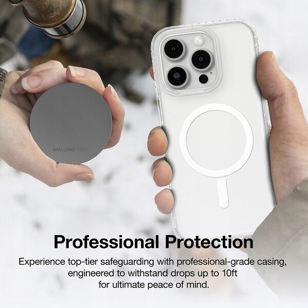Θήκη σιλικόνης AMAZINGTHING Titan Pro Mag Case με μαγνητικό δακτύλιο για iPhone 16 Pro - διαφανές