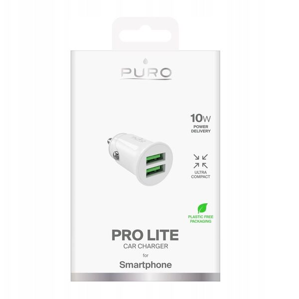 Φορτιστής αυτοκινήτου Puro Pro Lite 2x USB-A 10W - λευκός