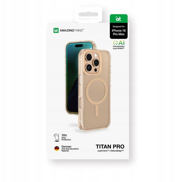 Θήκη σιλικόνης AMAZINGTHING Titan Pro Mag Case με μαγνητικό δακτύλιο για iPhone 16 Pro Max - ροζ χρυσό