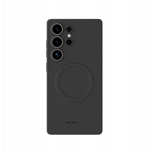 Θήκη σιλικόνης AMAZINGTHING Minimal Air Case με μαγνητικό δακτύλιο για Samsung Galaxy S25 Ultra - μαύρο