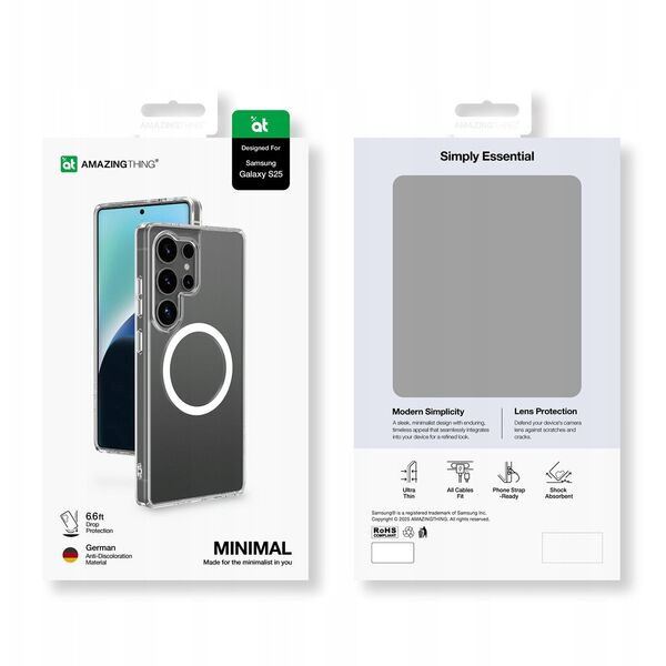 Θήκη σιλικόνης AMAZINGTHING Minimal Mag Case με μαγνητικό δακτύλιο για Samsung Galaxy S25 - διαφανές