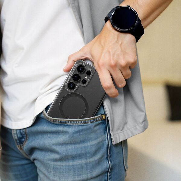 Θήκη σιλικόνης AMAZINGTHING Minimal Mag Case με μαγνητικό δακτύλιο για Samsung Galaxy S25 - διαφανές