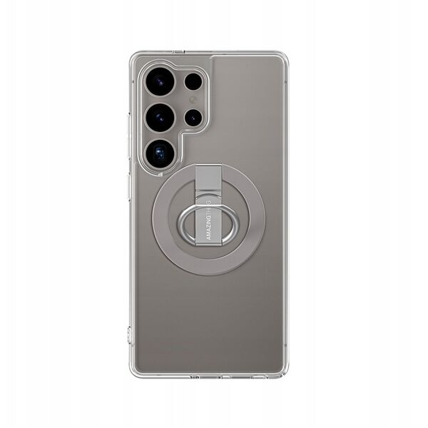 Θήκη σιλικόνης AMAZINGTHING Minimal Mag Case με μαγνητικό δακτύλιο και μαγνητικό δακτύλιο για Samsung Galaxy S25 Ultra - διαφανές