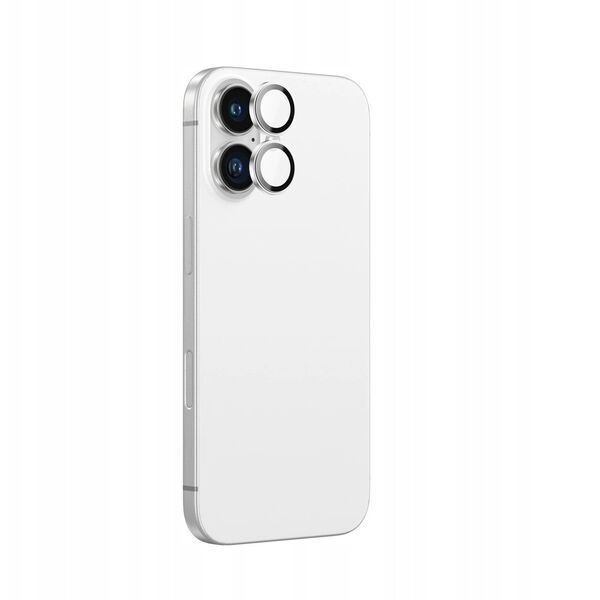 Tempered glass AMAZINGTHING AR Aluminium 2 Lens Glass με πλαίσιο για φακούς κάμερας για iPhone 16 / 16 Plus - λευκό