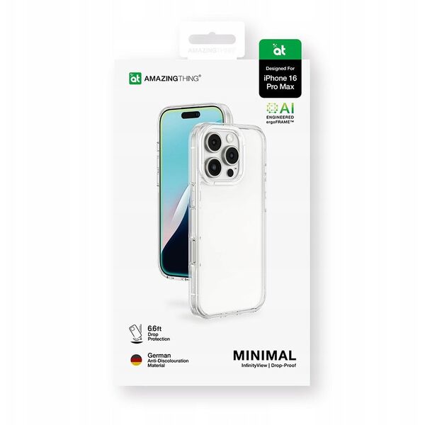 Θήκη σιλικόνης AMAZINGTHING Minimal Case για iPhone 16 Pro Max - διαφανής