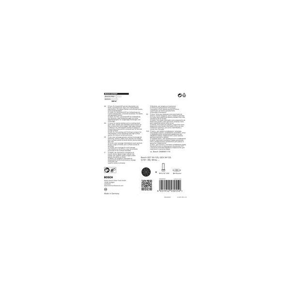 Bosch Bosch multi-hole pad 125mm soft M8 + 5/16 - 2608900003 EXPERT RANGE