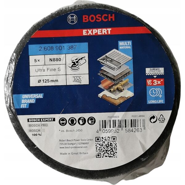Szlifierka Bosch Bosch Expert non-woven disc N880 ultra-fine, 125mm, sanding sheet (grey, 5 pieces, for eccentric sanders)