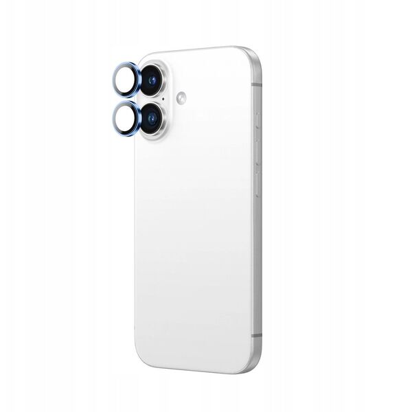 Tempered glass AMAZINGTHING AR Aluminium 2 Lens Glass με πλαίσιο για φακούς κάμερας για iPhone 16 / 16 Plus - μπλε