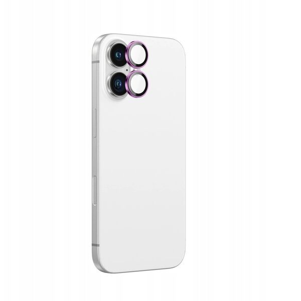 Tempered Glass AMAZINGTHING AR Aluminium 2 Lens Glass με πλαίσιο για φακούς κάμερας για iPhone 16 / 16 Plus - ροζ
