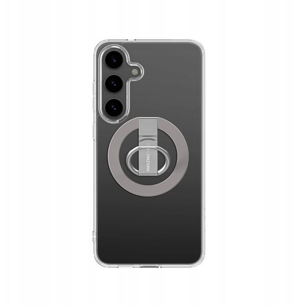 Θήκη σιλικόνης AMAZINGTHING Minimal Mag Case με μαγνητικό δακτύλιο και μαγνητικό δακτύλιο για Samsung Galaxy S25 - διαφανές