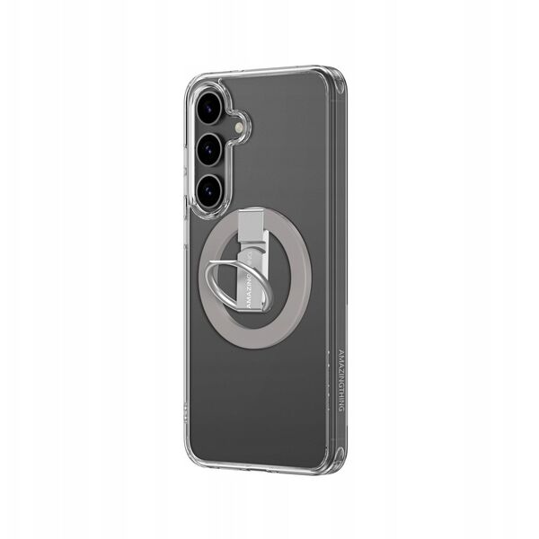 Θήκη σιλικόνης AMAZINGTHING Minimal Mag Case με μαγνητικό δακτύλιο και μαγνητικό δακτύλιο για Samsung Galaxy S25 - διαφανές