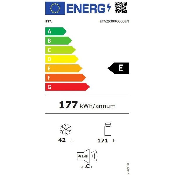 Lodówka ETA top 145 cm / 54 cm biała - 253990000EN