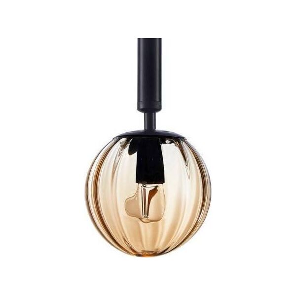 Lampa wisząca Italux Modernistyczna LAMPA wisząca RAVENA PND-2324-3L BK+AMB Italux szklane kule zwis kaskada czarna bursztynowa