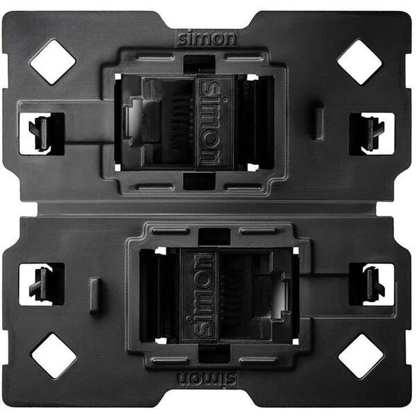 Πρίζα υπολογιστή Kontakt-Simon Simon 100 10002544-039 2x RJ45 κατηγορία 6 μηχανισμός, χωρίς πλαίσιο τοποθέτησης μαύρο