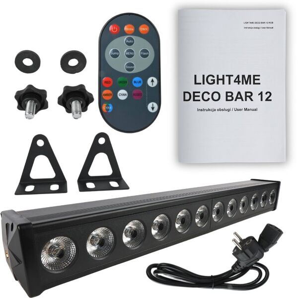 LIGHT4ME DECO BAR 12 RGB listwa oświetleniowa belka LED oświetlenie sceniczne dekoracja światłem pilot 12x3W