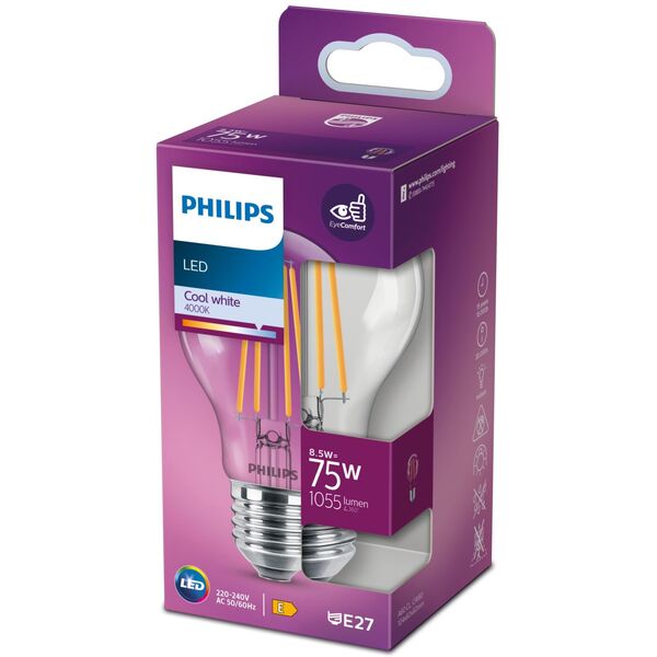 ΛΑΜΠΑ LED E27 A60 8.5W 4000K 1055LM FIL