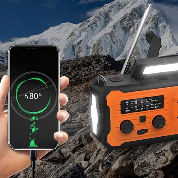 Ραδιόφωνο PRISTAR FM με φακό 4000 mAh YX328 πορτοκαλί