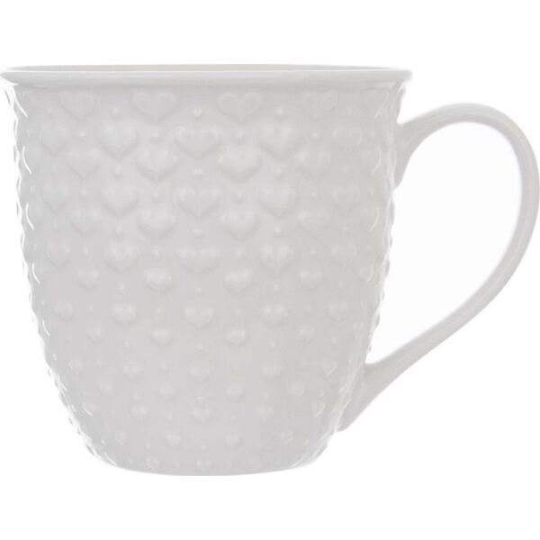 Orion Duży kubek ceramiczny, SERCA, z uchem, do kawy, herbaty, 580 ml, BIAŁY