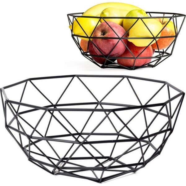 Vilde Koszyk GEOMETRYCZNY metalowy na owoce, warzywa, CZARNY, kosz, patera, miska