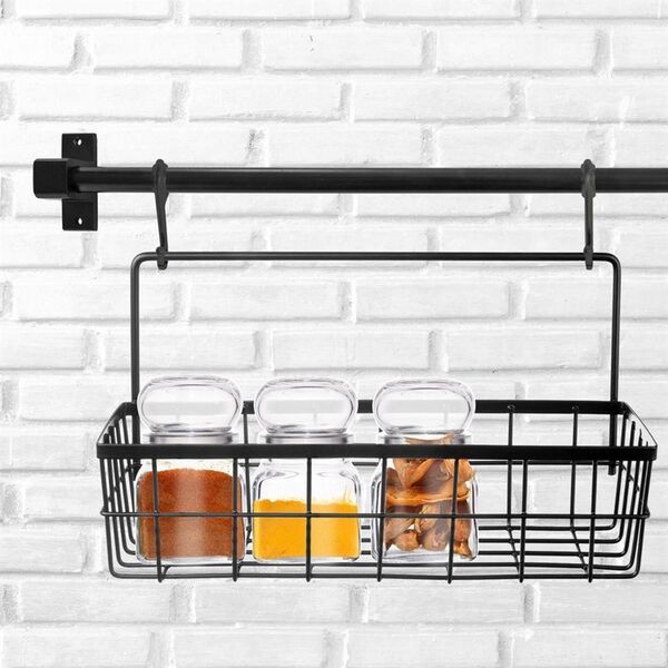 Orion Półka kuchenna na przyprawy metalowa wisząca ścienna łazienkowa druciany koszyk czarny loft