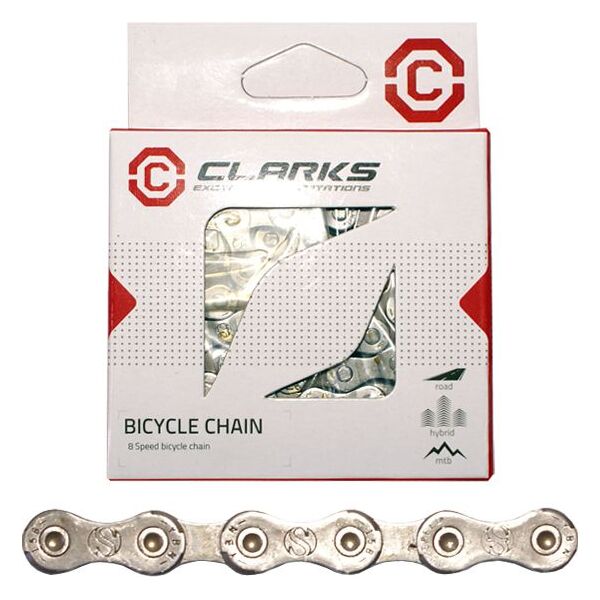 Clarks Łańcuch rowerowy YBN C8 SHIMANO CAMPAGNOLO SRAM (8 Biegów, CP 1/2"x3/32", 116 ogniw, 7.1mm, spinka do łańcucha) Standard srebrny