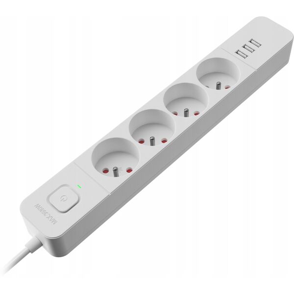 Listwa zasilająca Defender SFS 133 1,5 m, 4 gniazda, 3x USB biała