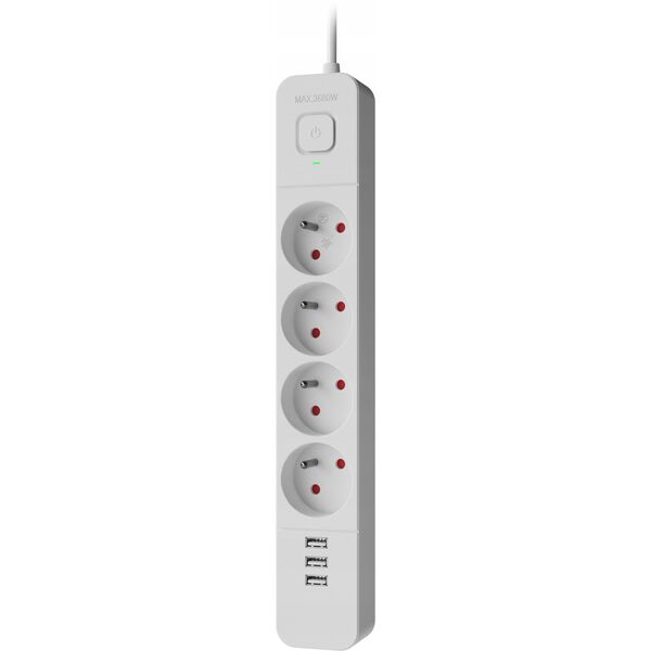Listwa zasilająca Defender SFS 133 1,5 m, 4 gniazda, 3x USB biała